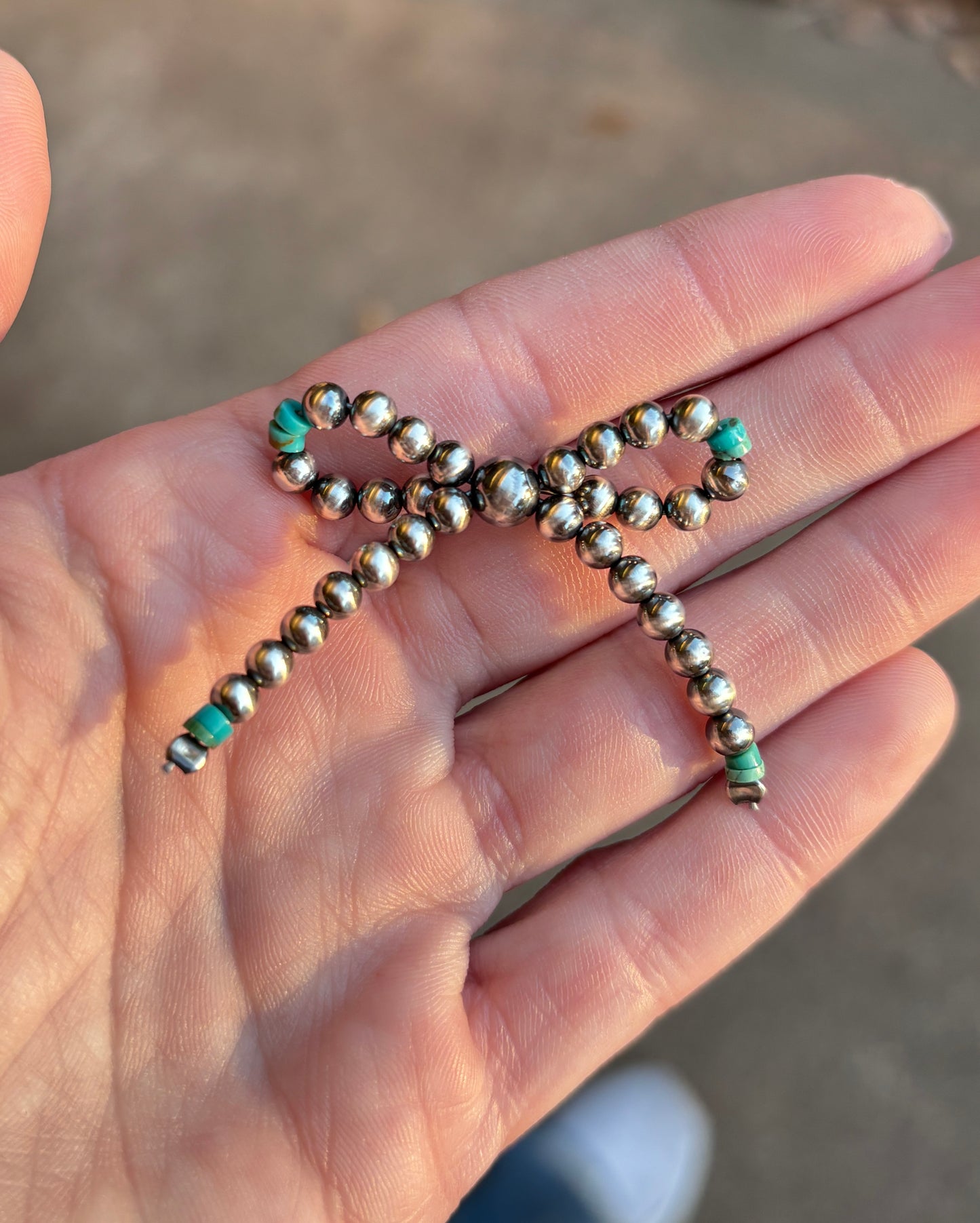 Turquoise + Navajo Pearl Bow Necklace